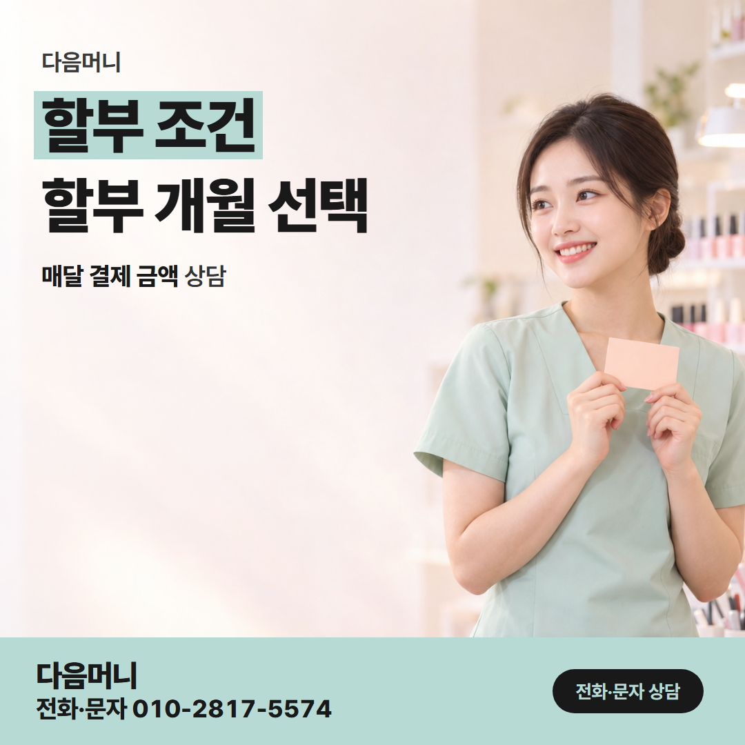 다음머니 우리카드깡 카드에 정해진 할부 가능 개월